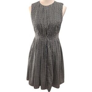 S Max Mara Navy Blue Cream Geometric Tile Sleeveless Fit and Flare‎ Dress S